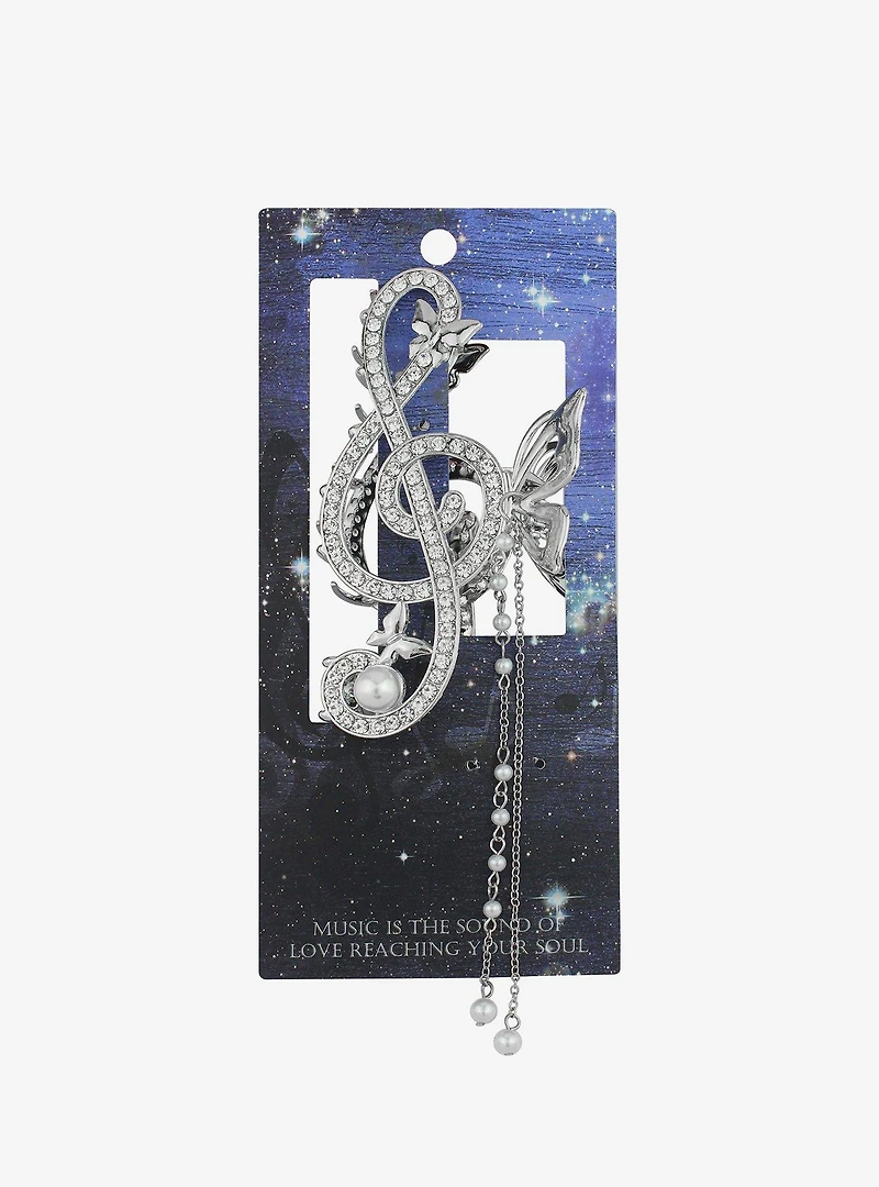 Music Note Bling Chain Claw Hair Clip