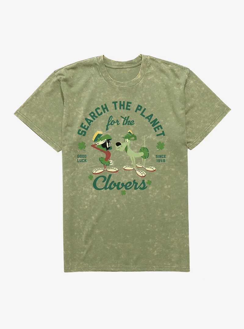 Looney Tunes Marvin The Martian & K-9 Search For Clovers Mineral Wash T-Shirt