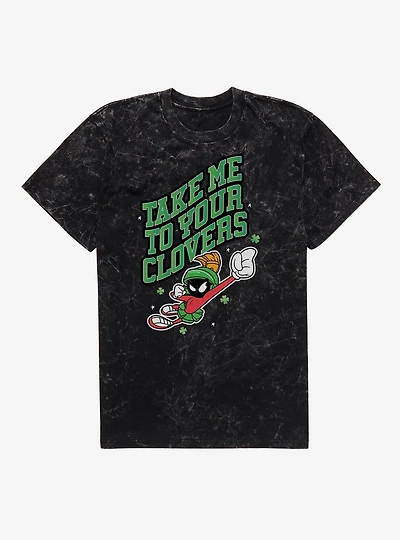 Looney Tunes Marvin The Martian Take Me To Clovers Mineral Wash T-Shirt