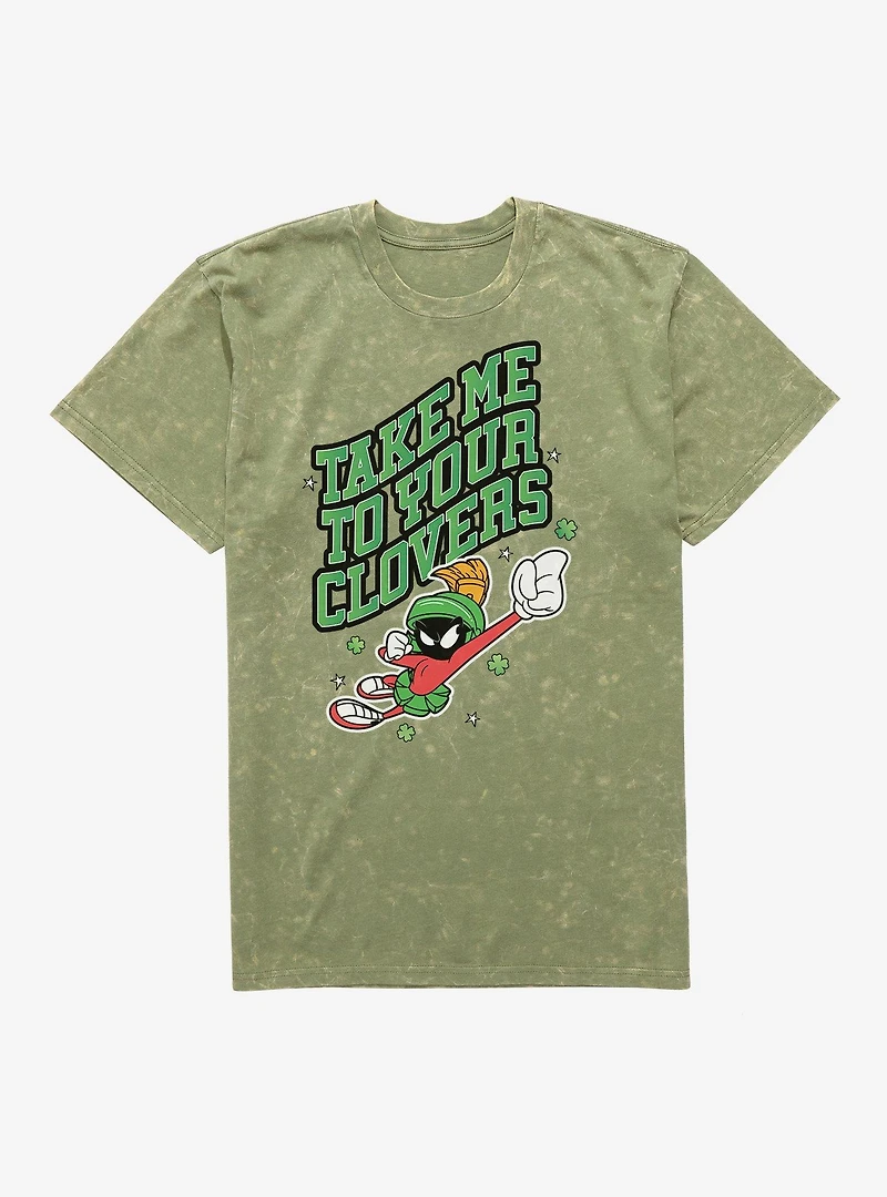 Looney Tunes Marvin The Martian Take Me To Clovers Mineral Wash T-Shirt
