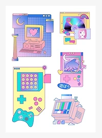 90's Nostalgia Gamer Kiss-Cut Sticker Sheet