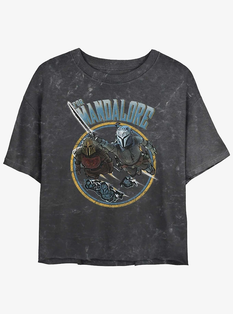 Star Wars The Mandalorian For Mandalore Charge Womens Mineral Wash Crop T-Shirt