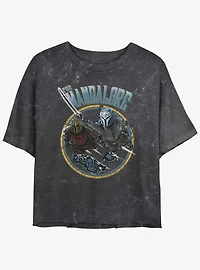 Star Wars The Mandalorian For Mandalore Charge Womens Mineral Wash Crop T-Shirt