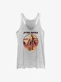 Star Wars The Mandalorian Sunset Mando Grogu Womens Tank Top