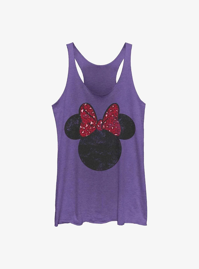 Disney Minnie Mouse Leopard Bow Ears Womens Tank Top