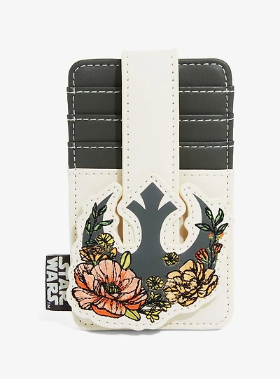 Loungefly Star Wars Gray and Cream Floral Rebel Cardholder - BoxLunch Exclusive