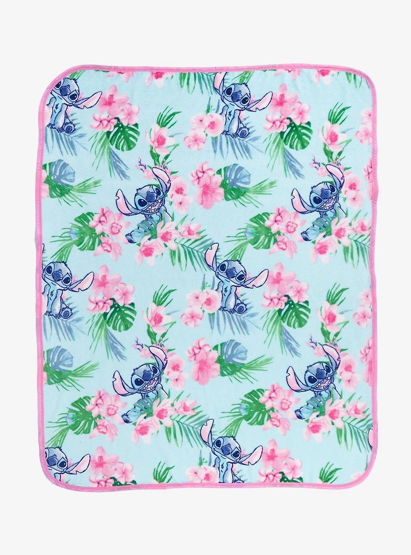 Disney Stitch Tropical Flower Throw Blanket