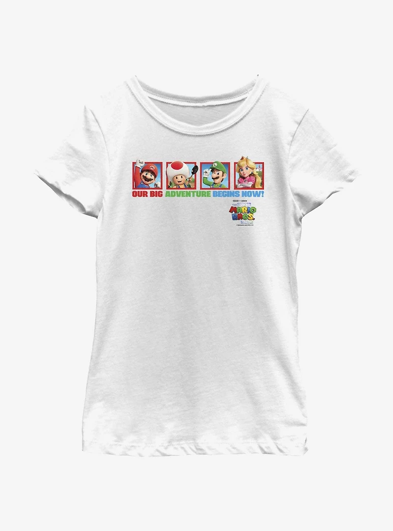 The Super Mario Bros. Movie Big Adventure Toad Luigi & Princess Peach Youth Girls T-Shirt