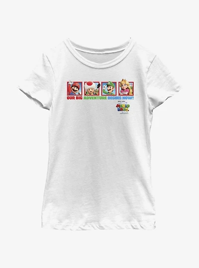 The Super Mario Bros. Movie Big Adventure Toad Luigi & Princess Peach Youth Girls T-Shirt