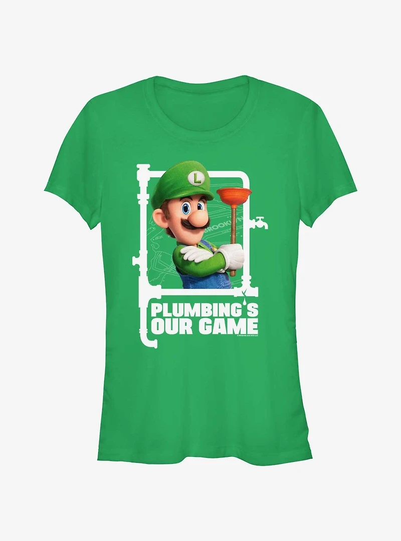 The Super Mario Bros. Movie Luigi Plumbing's Our Game Girls T-Shirt