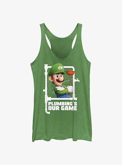 The Super Mario Bros. Movie Luigi Plumbing's Our Game Womens Tank Top
