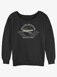 Indiana Jones Aviation Badge Womens Slouchy Sweatshirt