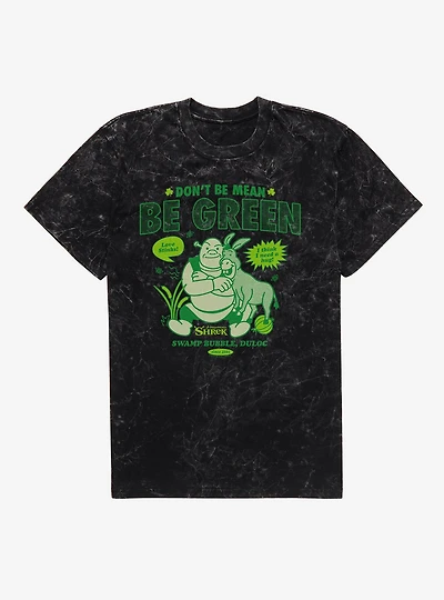 Shrek Don't Be Mean Green Mineral Wash T-Shirt
