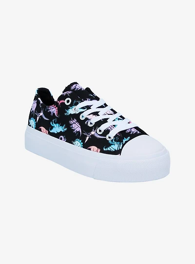 Pastel Dinosaur Lace-Up Platform Sneakers