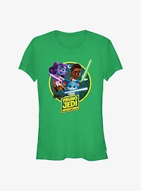 Star Wars: Young Jedi Adventures Initiates Lys Solay Kai Brightstar and Nubs Girls T-Shirt