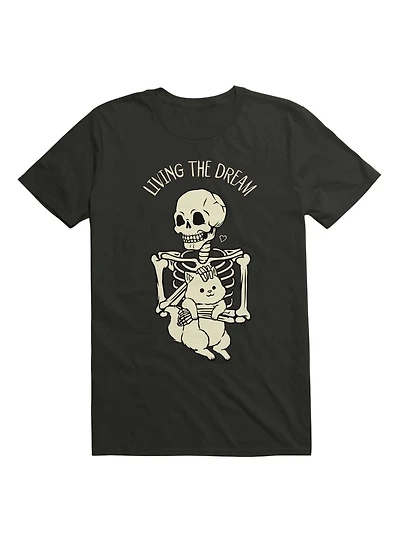 Living The Dream Skeleton Cat T-Shirt