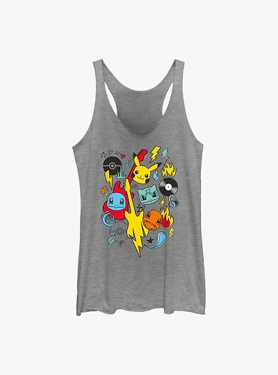 Pokemon Rockstars Collage Girls Raw Edge Tank