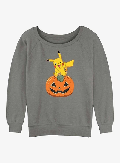 Pokemon Pikachu Pumpkin Girls Slouchy Sweatshirt
