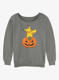 Pokemon Pikachu Pumpkin Girls Slouchy Sweatshirt