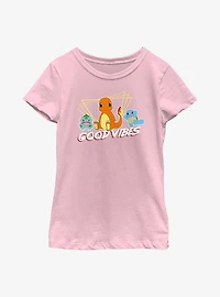 Pokemon Good Vibes Starters Youth Girls T-Shirt