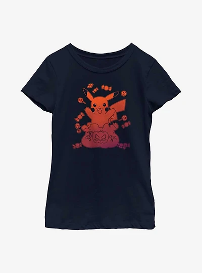 Pokemon Pikachu Halloween Candy Youth Girls T-Shirt