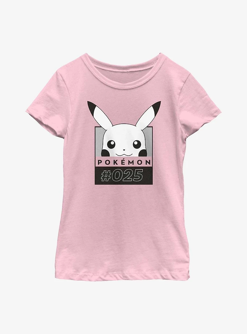 Pokemon Pikachu Face Number Youth Girls T-Shirt