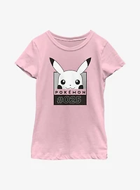 Pokemon Pikachu Face Number Youth Girls T-Shirt