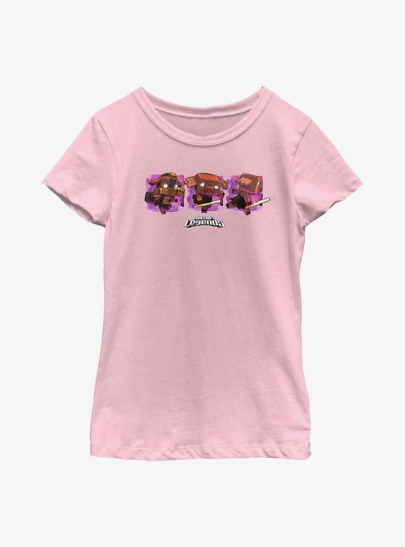 Minecraft Legends Watercolor Piglins Youth Girls T-Shirt