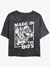 Nintendo Mario Made The 80's Mineral Wash Womens Crop T-Shirt
