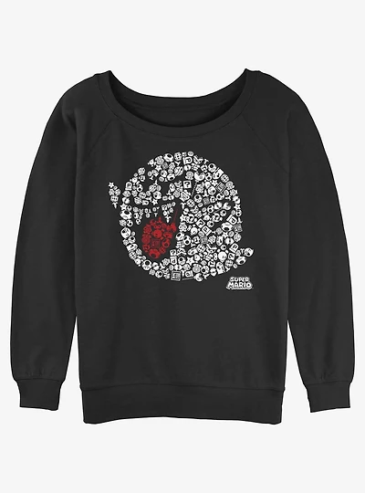 Nintendo Mario Boo Fill Womens Slouchy Sweatshirt