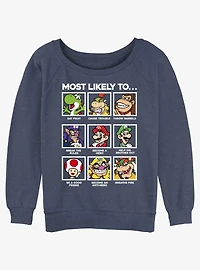 Nintendo Mario Most Likely To Group Womens Slouchy Sweatshirt