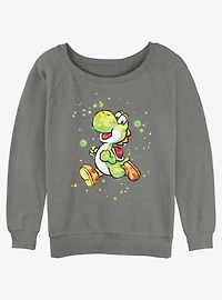 Nintendo Mario Watercolor Yoshi Womens Slouchy Sweatshirt