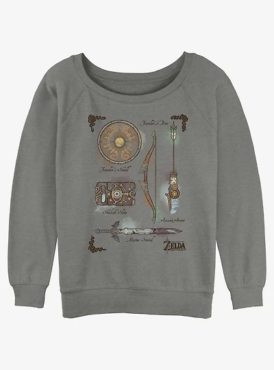 Nintendo The Legend of Zelda Inventory Womens Slouchy Sweatshirt