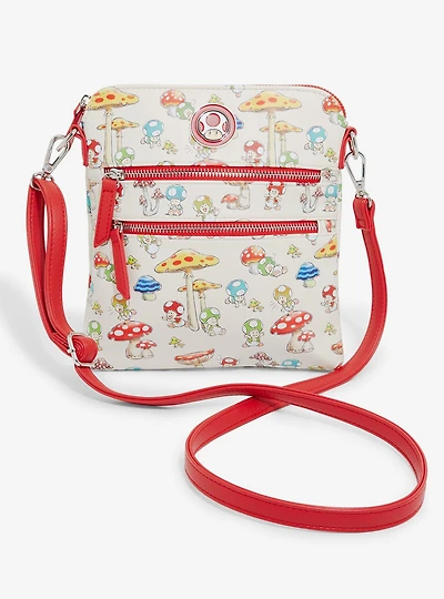 Nintendo Super Mario Bros. Mushroom & Toad Allover Print Crossbody Bag - BoxLunch Exclusive