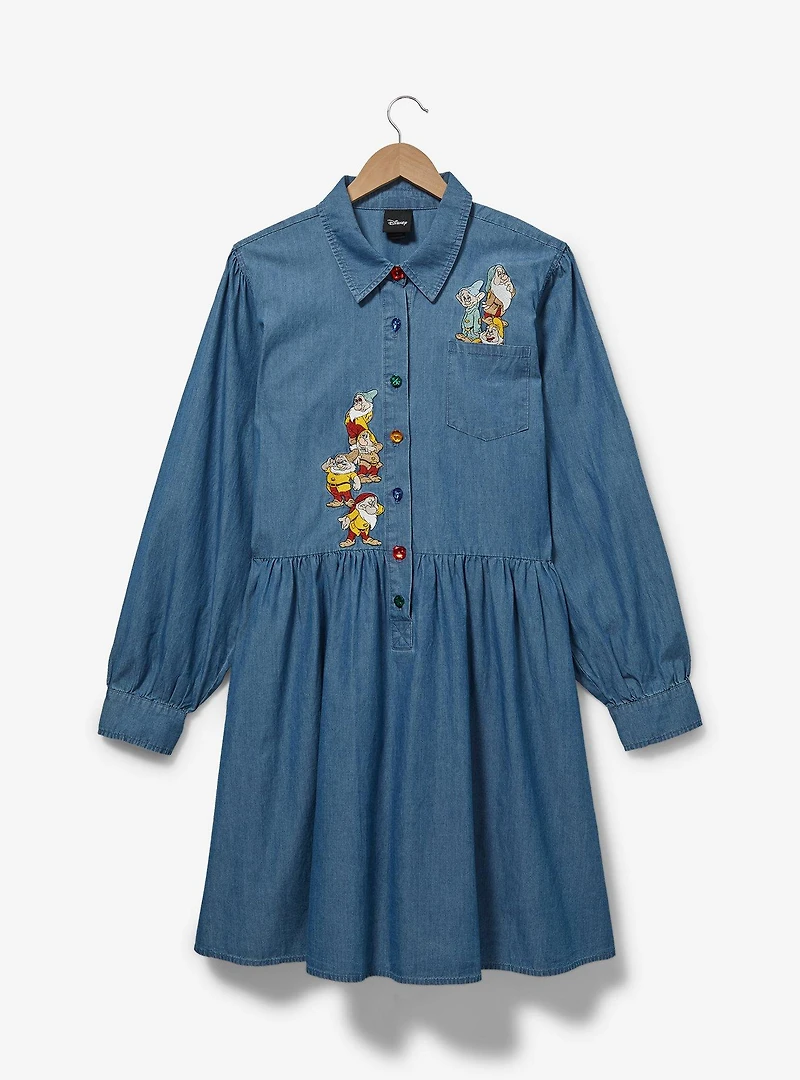 Disney Snow White and the Seven Dwarfs Portrait Denim Plus Long-Sleeve Dress - BoxLunch Exclusive