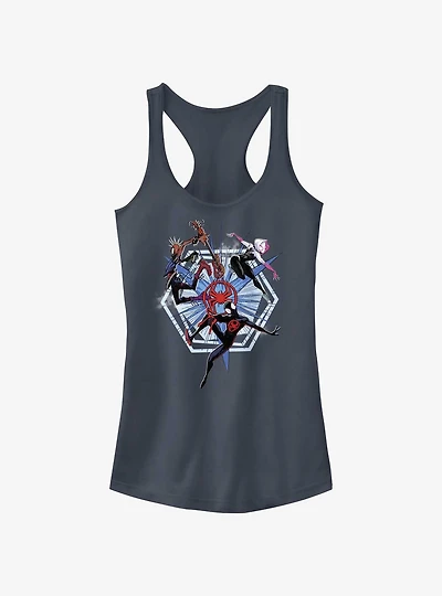 Marvel Spider-Man: Across The Spiderverse Trio Badge Spider-Punk Miles Morales Spider-Gwen Girls Tank