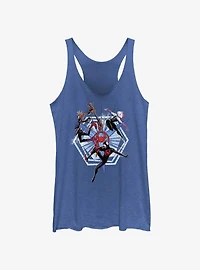 Marvel Spider-Man: Across The Spiderverse Trio Badge Spider-Punk Miles Morales Spider-Gwen Girls Tank
