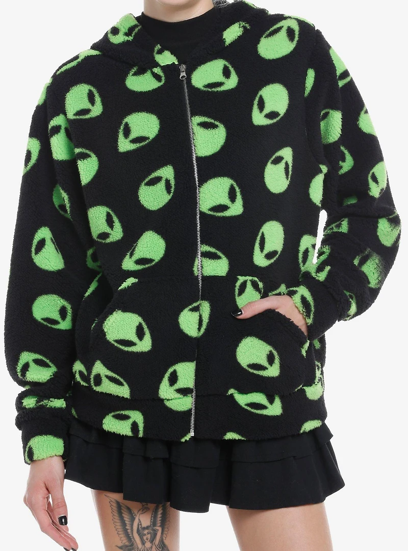 Alien Fuzzy Sherpa Girls Hoodie