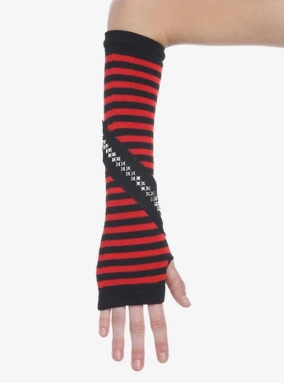 Red & Black Stripe Star Stud Arm Warmers
