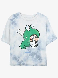 Nintendo Mario Frog Tie-Dye Girls Crop T-Shirt