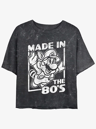 Nintendo Mario Made The 80's Mineral Wash Girls Crop T-Shirt