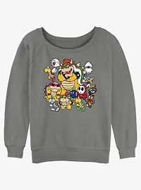Nintendo Super Mario Villain Stack Girls Slouchy Sweatshirt