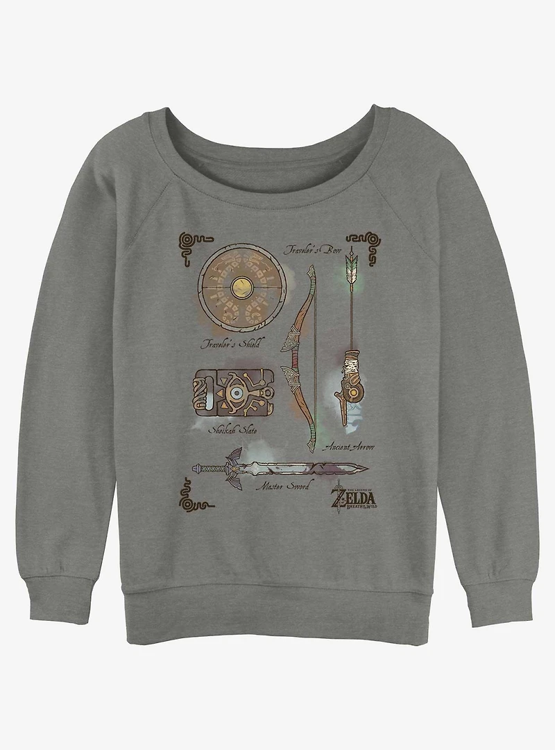 The Legend of Zelda Inventory Girls Slouchy Sweatshirt