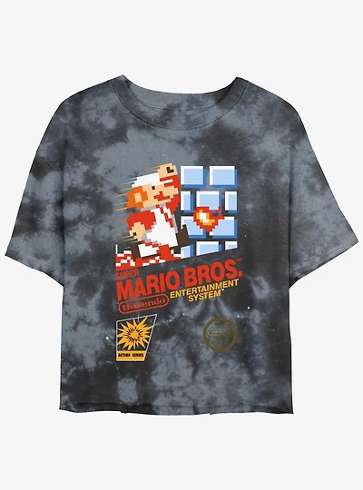 Nintendo Mario Pixel Mario Tie-Dye Girls Crop T-Shirt