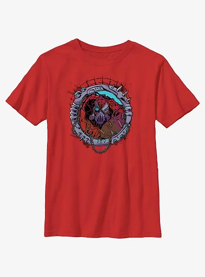 Marvel Spider-Man: Across The Spiderverse Cyborg Spider-Woman Badge Youth T-Shirt