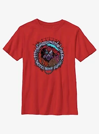 Marvel Spider-Man: Across The Spiderverse Cyborg Spider-Woman Badge Youth T-Shirt
