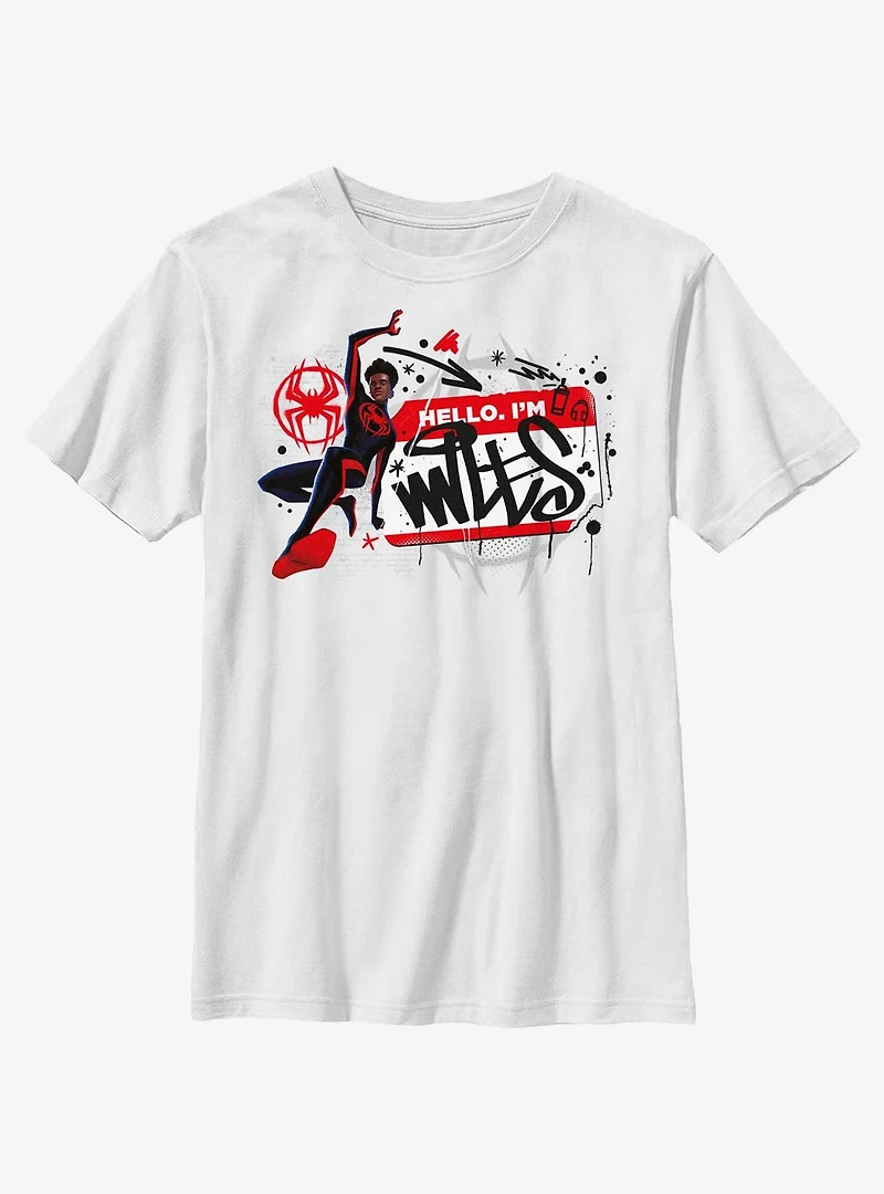 Marvel Spider-Man: Across The Spiderverse Miles Name Tag Youth T-Shirt