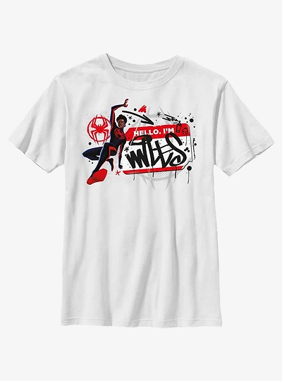Marvel Spider-Man: Across The Spiderverse Miles Name Tag Youth T-Shirt
