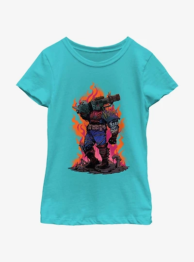 Marvel Spider-Man: Across The Spiderverse Cyborg Rising Flames Youth Girls T-Shirt