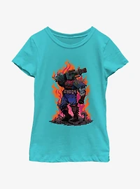 Marvel Spider-Man: Across The Spiderverse Cyborg Rising Flames Youth Girls T-Shirt